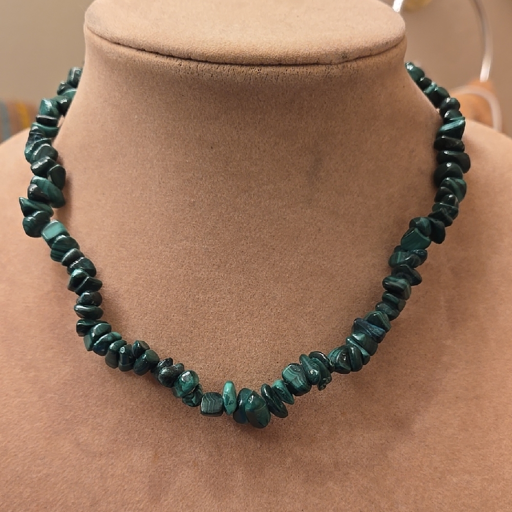 Natural Malachite Chip gemstone beaded Necklace